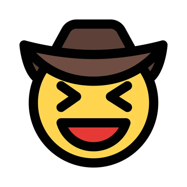 Cowboy Squint Facial Expression Wearing Wide Brim Hat — Stock Vector