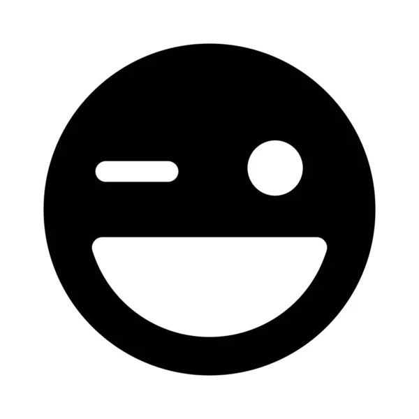 Ghigno Con Strizzatina Occhio Rappresentazione Pittorica Emoji Faccia — Vettoriale Stock