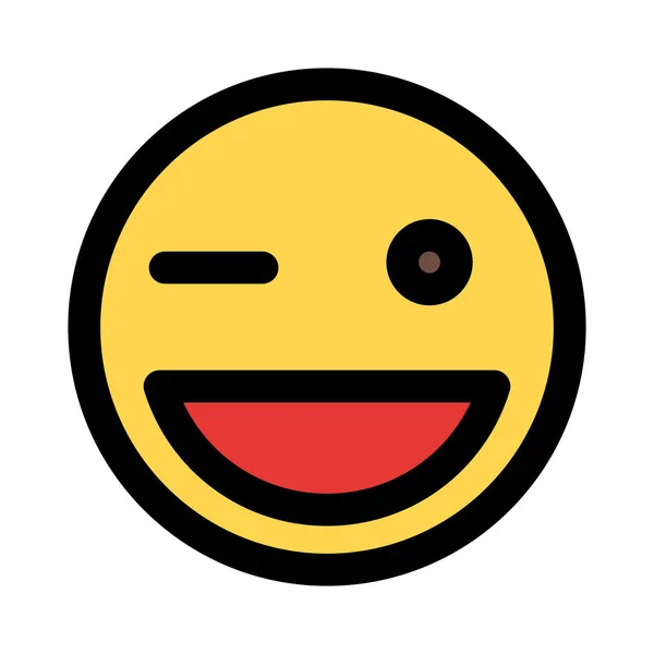 Sorrindo Com Piscadela Representação Pictórica Emoji Rosto —  Vetores de Stock