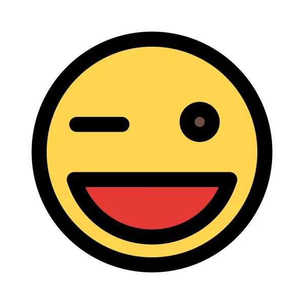 Sonriendo Con Guiño Representación Pictórica Cara Emoji — Vector de stock