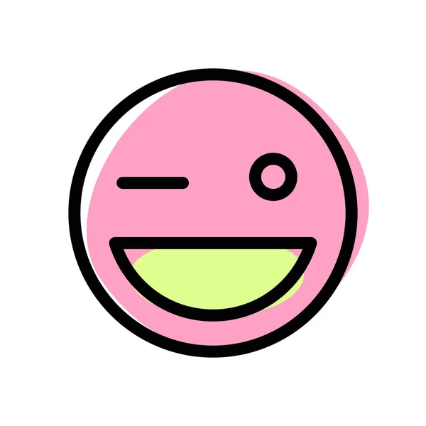 Ghigno Con Strizzatina Occhio Rappresentazione Pittorica Emoji Faccia — Vettoriale Stock