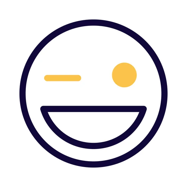 Grinande Med Blinkande Bild Representation Emoji Ansikte — Stock vektor