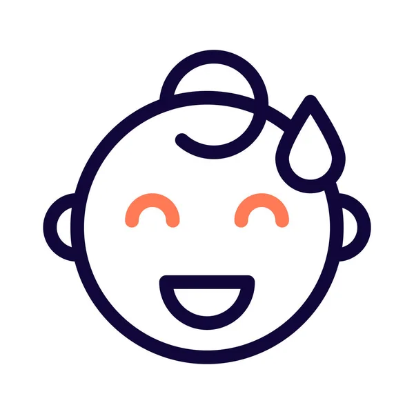 Sonriendo Con Gota Sudor Cara Bebé — Vector de stock