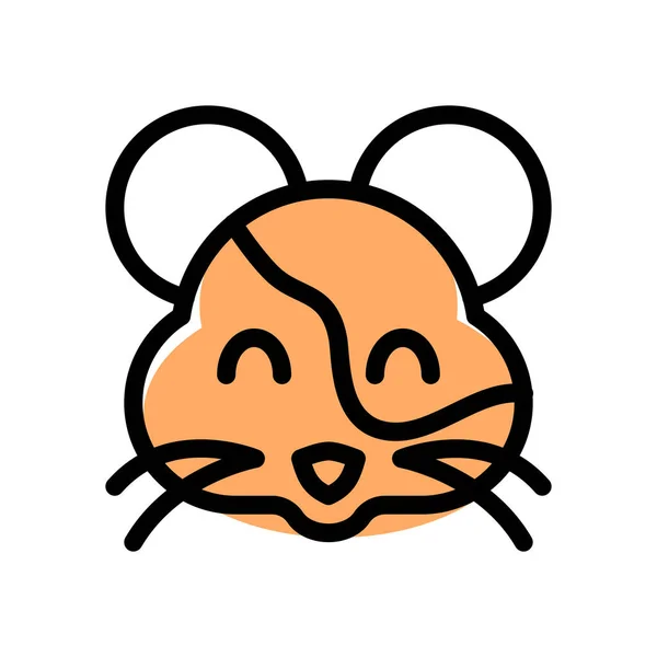 Rosto Hamster Sorridente Feliz Com Olhos Fechados Emoticon — Vetor de Stock