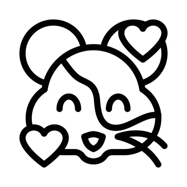 Hamster Sorridente Com Corações Girando Torno Emoticon Rosto — Vetor de Stock