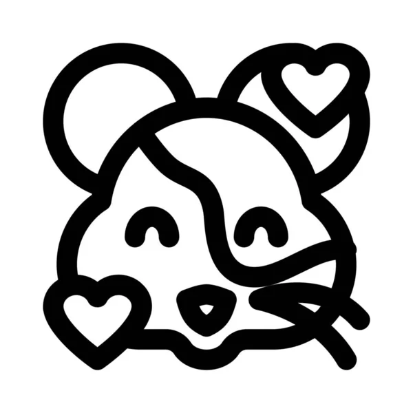 Hamster Sorridente Com Corações Girando Torno Emoticon Rosto — Vetor de Stock