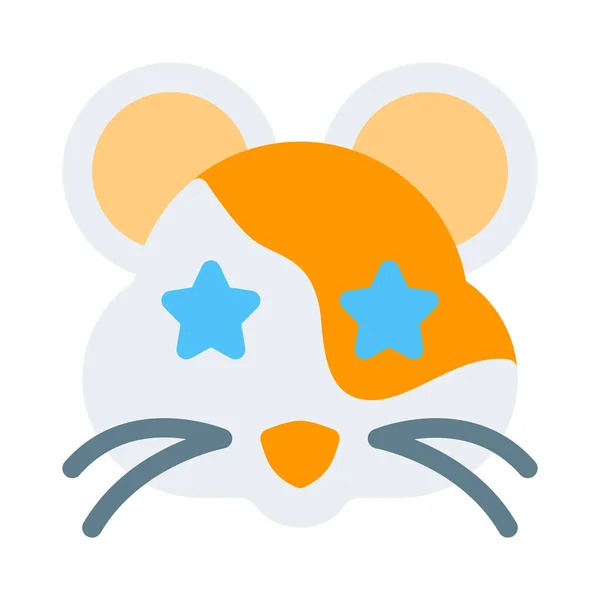 Estrela Presa Olhos Hamster Emoticon — Vetor de Stock