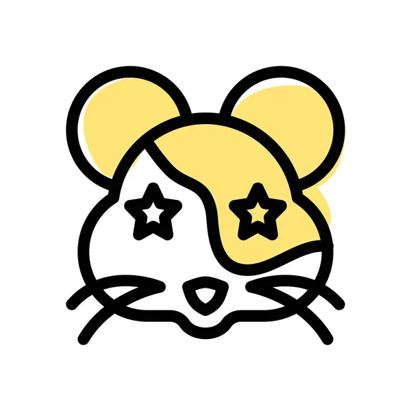 Estrela Presa Olhos Hamster Emoticon — Vetor de Stock