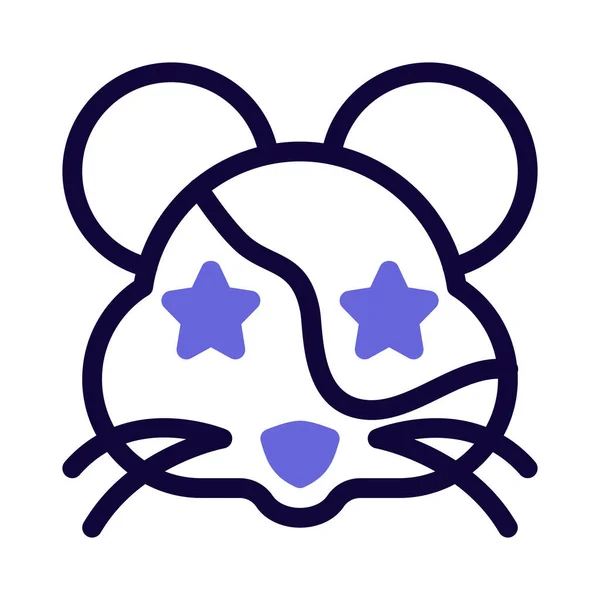 Estrela Presa Olhos Hamster Emoticon — Vetor de Stock
