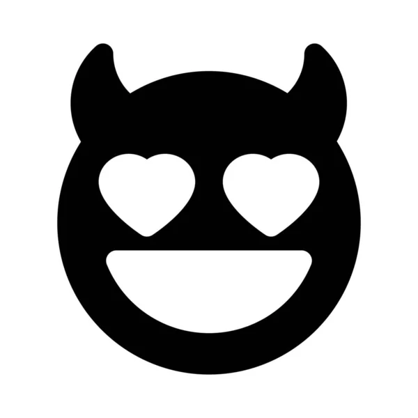 Hart Ogen Van Duivel Met Hoorns Glimlachend Gezicht Emoji — Stockvector