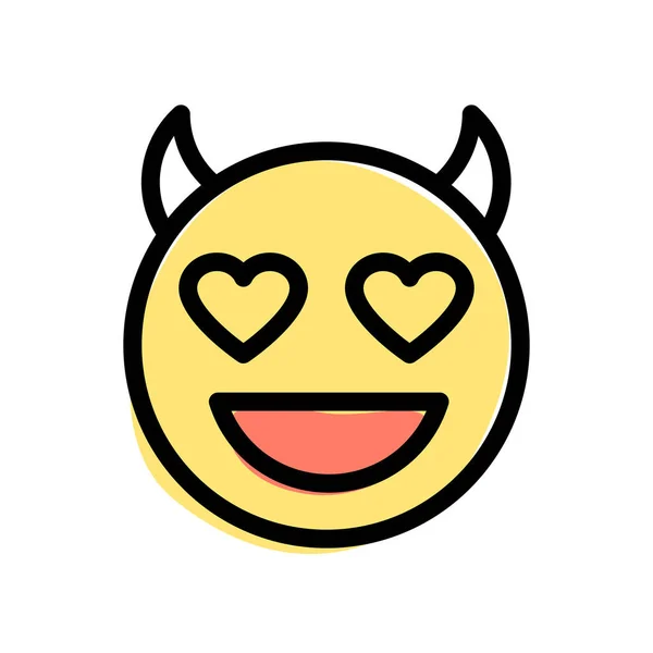 Serca Oczy Diabła Rogami Uśmiechnięta Twarz Emoji — Wektor stockowy