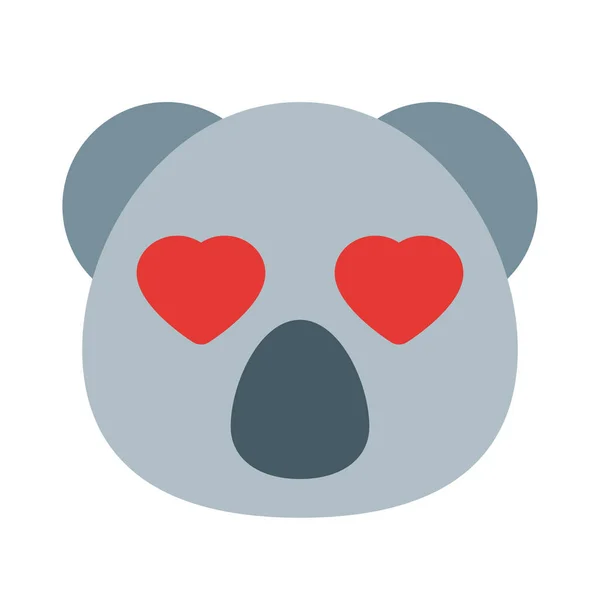 Romantic Happy Koala Heart Eyes Love Emoji — ストックベクタ