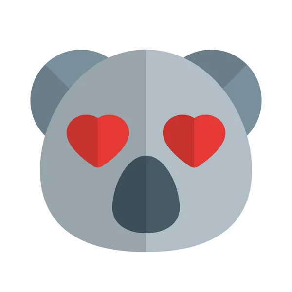 Romantyczna Szczęśliwa Koala Oczami Serca Emoji Miłości — Wektor stockowy