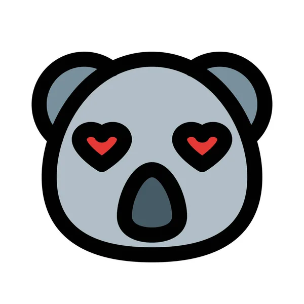 Romantyczna Szczęśliwa Koala Oczami Serca Emoji Miłości — Wektor stockowy