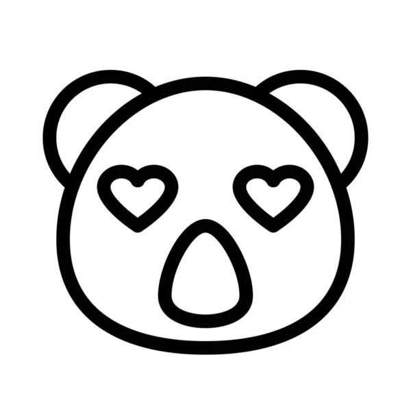 Koala Heureux Romantique Avec Des Yeux Coeur Dans Amour Emoji — Image vectorielle