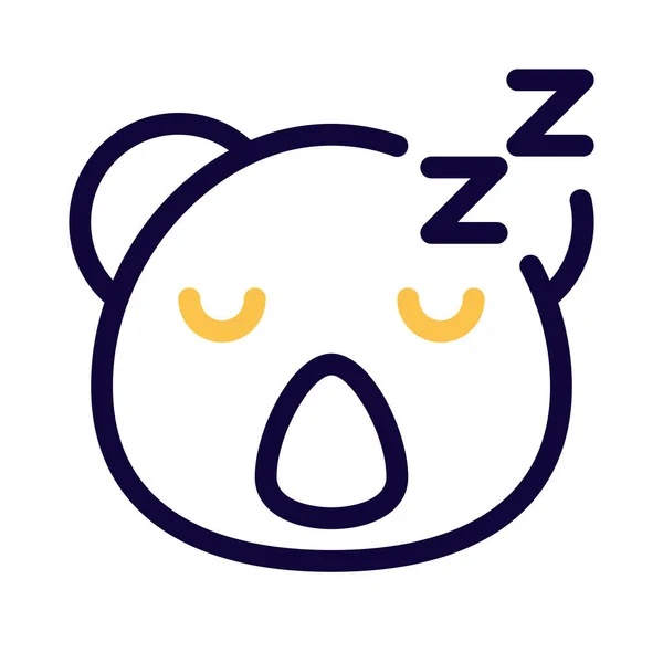 Sleepy Koala Con Representación Pictórica Emoji Compartida Línea — Vector de stock