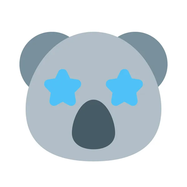 Csillag Ragadt Szemét Koala Emoticon — Stock Vector