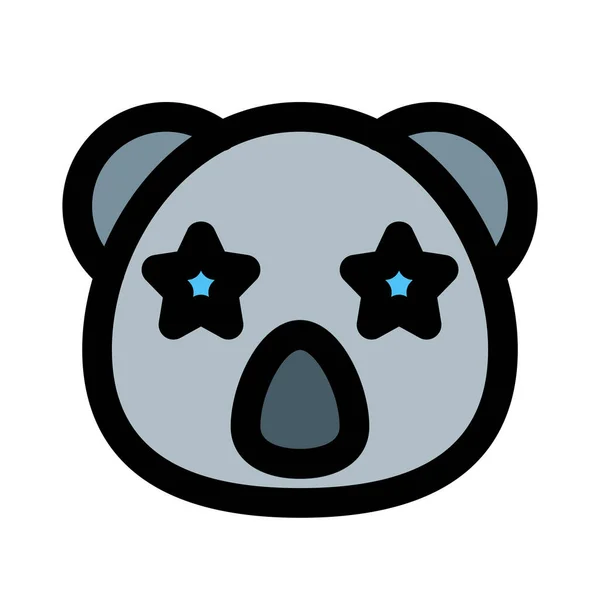 Ster Geplakt Ogen Van Koala Emoticon — Stockvector