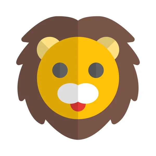 Ormanın Kralı Aslan Yüzlü Resmedilmiş Emoji — Stok Vektör