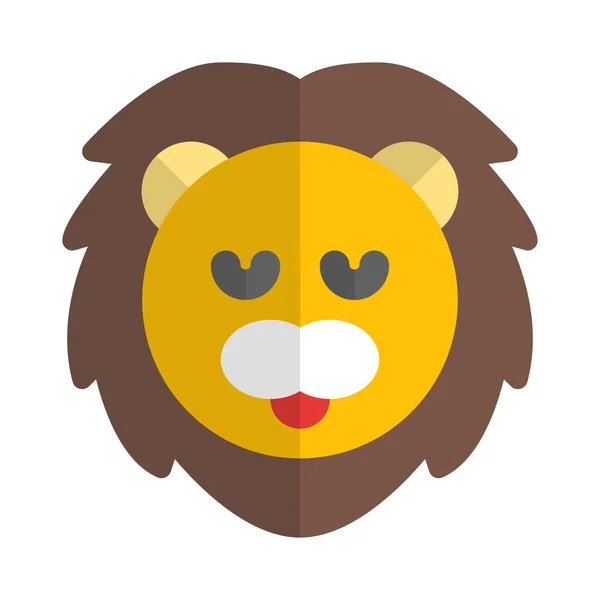 Émoticône Expression Lion Pensif Dans Endroit Isolé — Image vectorielle