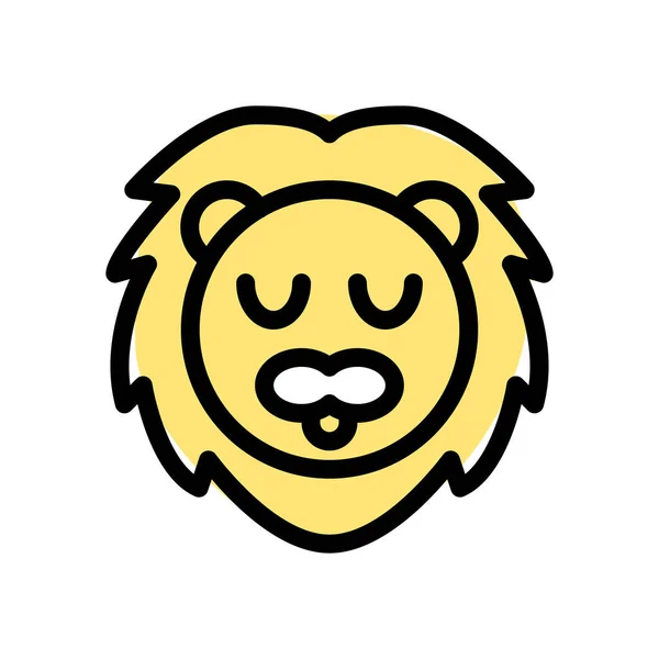 Σκεπτική Έκφραση Λιονταριού Emoticon Απομονωμένο Μέρος — Διανυσματικό Αρχείο