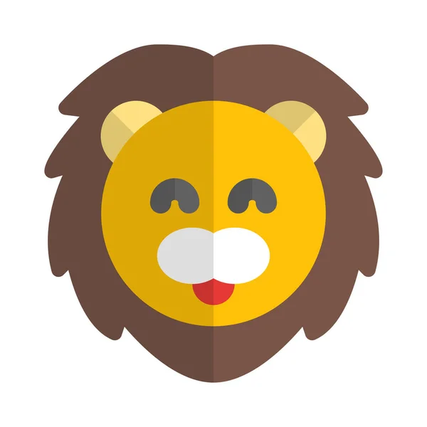 Happy Smiling Lion Face Long Hair Emoji — Stock Vector