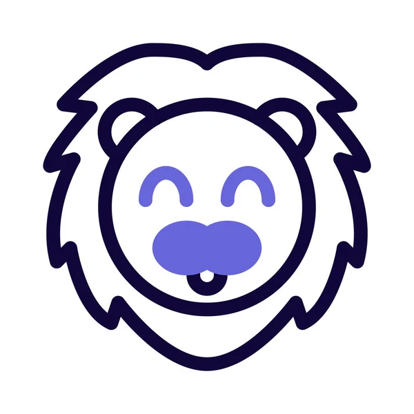 Rosto Leão Sorridente Feliz Com Emoji Cabelo Longo —  Vetores de Stock