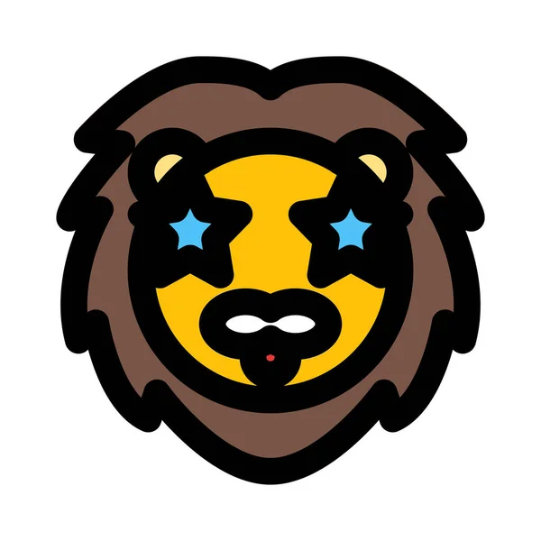 Star Stuck Eyes Lion Emoticon — Stock Vector