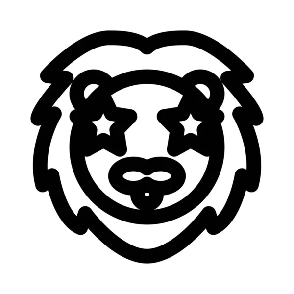 Estrela Presa Olhos Emoticon Leão —  Vetores de Stock