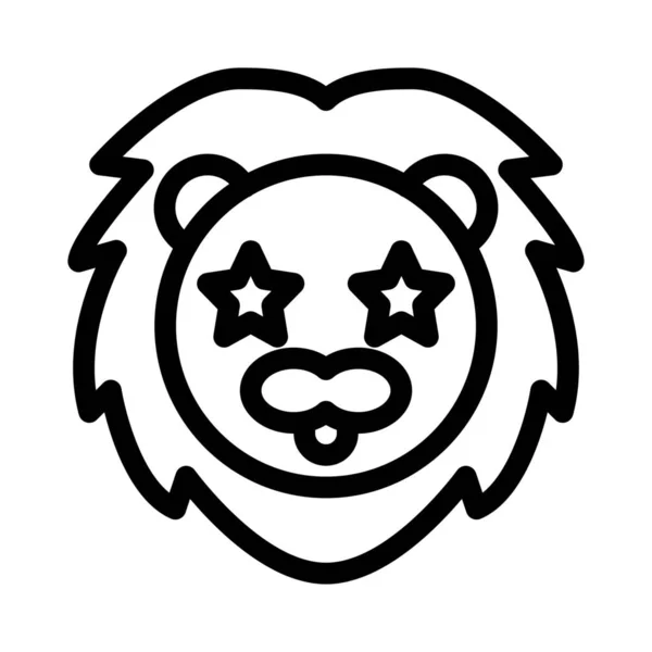 Estrela Presa Olhos Emoticon Leão — Vetor de Stock