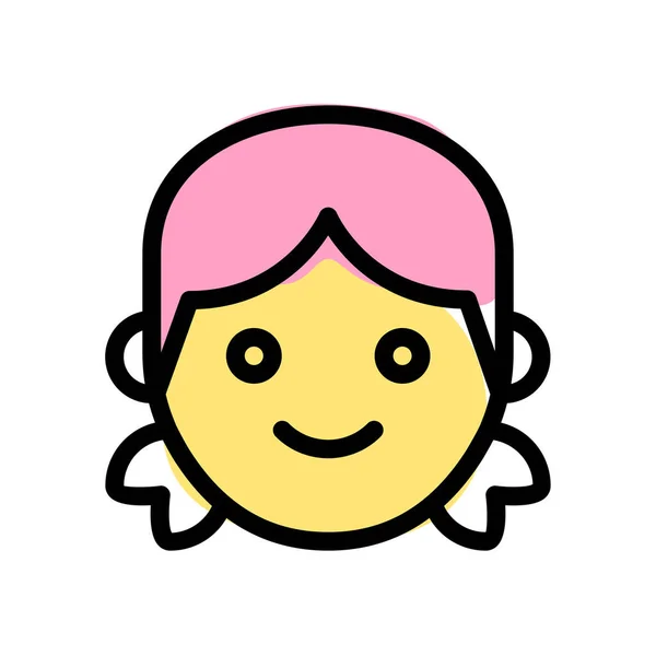 Petite Fille Visage Représentation Picturale Avec Sourire Emoji — Image vectorielle