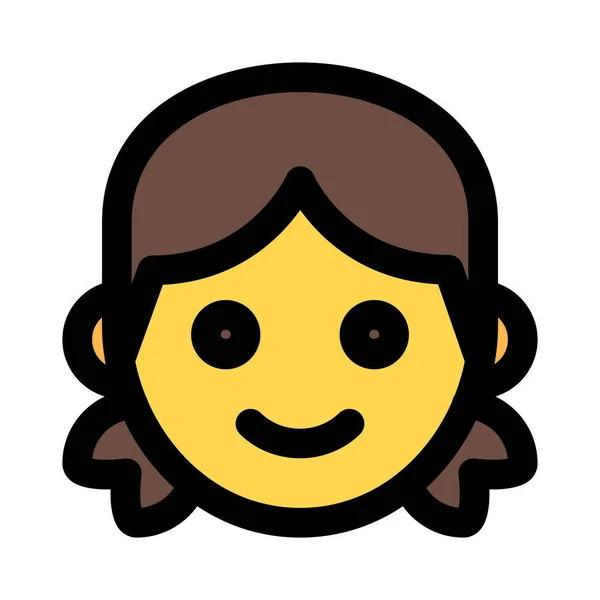 Kleines Mädchen Gesicht Bildliche Darstellung Mit Lächeln Emoji — Stockvektor