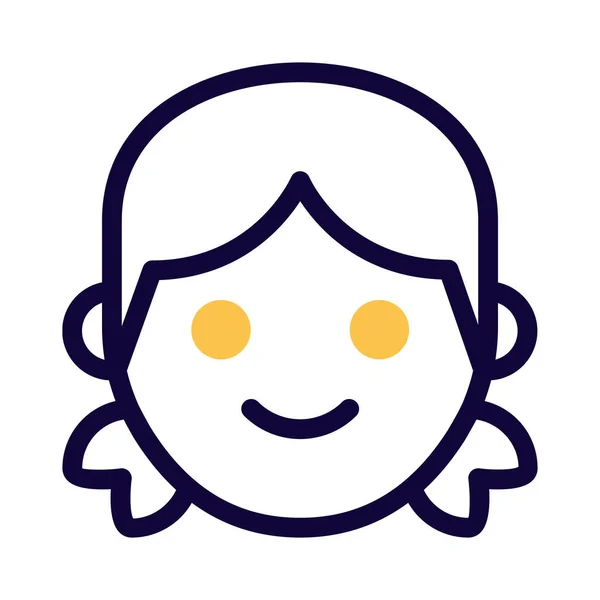 Kleines Mädchen Gesicht Bildliche Darstellung Mit Lächeln Emoji — Stockvektor