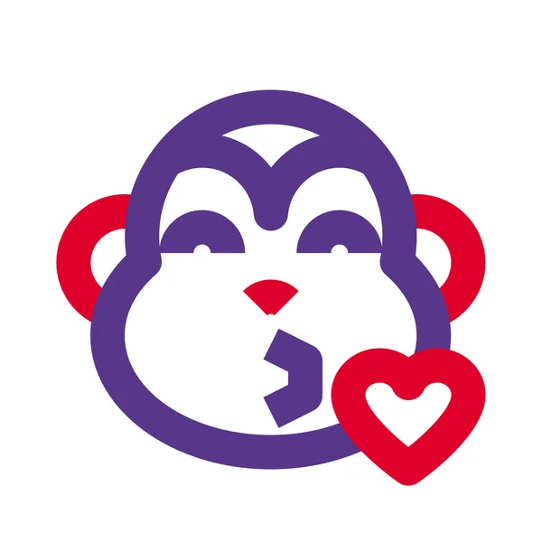 有一双大眼睛的猴子 心情愉快地吻着 — 图库矢量图片
