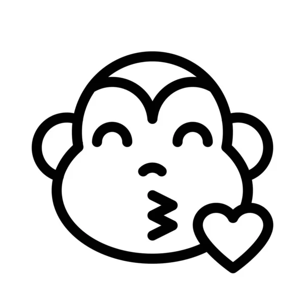 Monkey Big Eyes Emoji Blowing Kiss Heart — 스톡 벡터