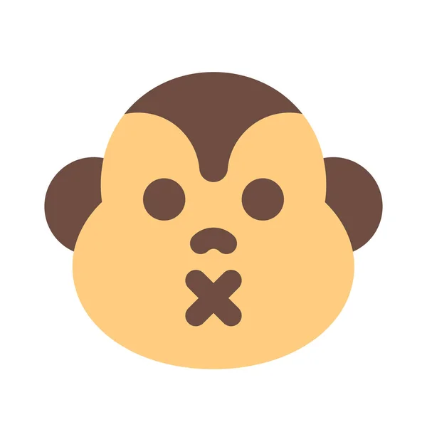 Monkey Mouth Sealed Emoji Shared Messenger — стоковый вектор