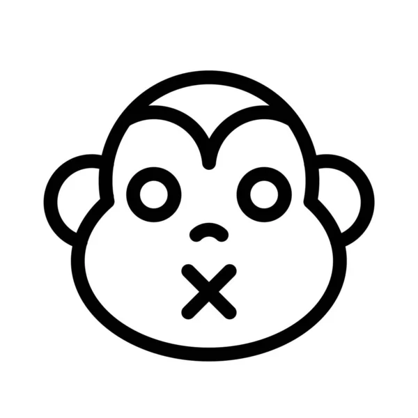 Monkey Mouth Sealed Emoji Shared Messenger — Stock Vector