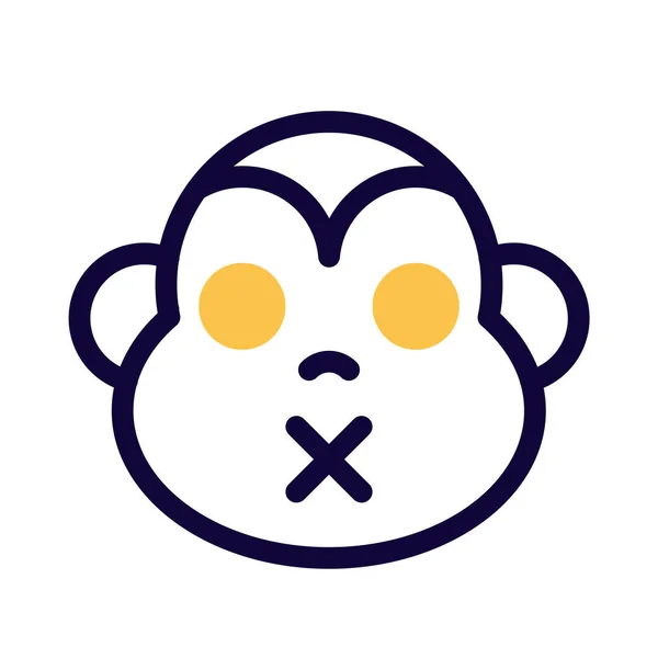 Monkey Mouth Sealed Emoji Shared Messenger — 스톡 벡터