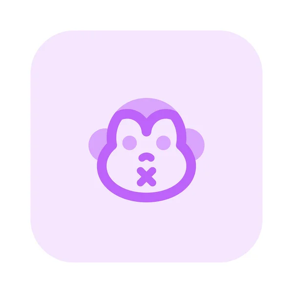 Monkey Mouth Sealed Emoji Shared Messenger — стоковый вектор