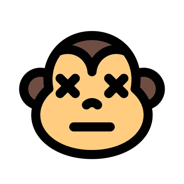 Maymun Nötr Sahnede Gözleri Kapalı — Stok Vektör