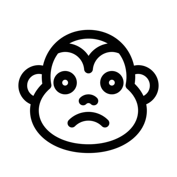 Sad Monkey Frowning Pictorial Representation Chat Emoticon — Stock Vector