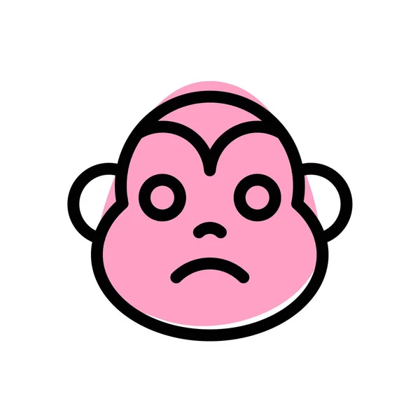 Sad Monkey Frowning Pictorial Representation Chat Emoticon — 스톡 벡터