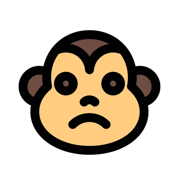 Sad Monkey Frowning Pictorial Representation Chat Emoticon — ストックベクタ