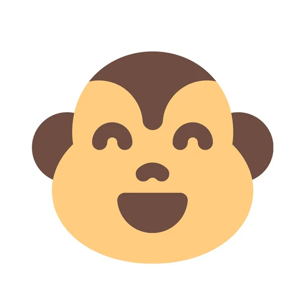 Smiling Monkey Grinning Facial Expression Mouth Wide Open — Stock Vector