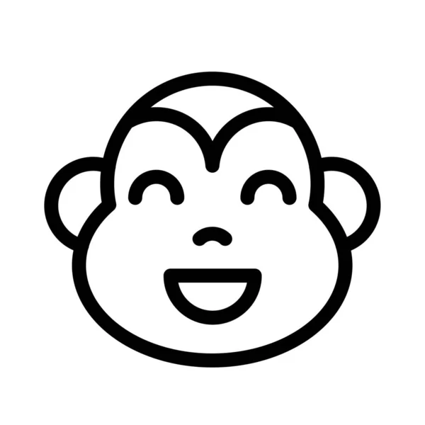 Smiling Monkey Grinning Facial Expression Mouth Wide Open — Stock Vector