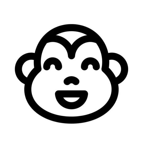 Sourire Singe Sourire Expression Faciale Avec Bouche Grande Ouverte — Image vectorielle