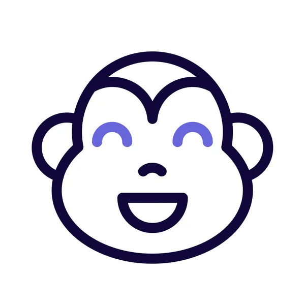 Sorridente Scimmia Sorridente Espressione Facciale Con Bocca Spalancata — Vettoriale Stock