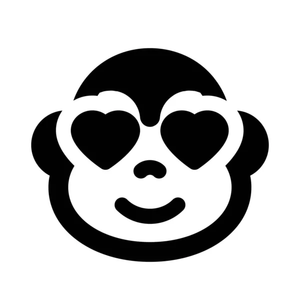 Macaco Feliz Romântico Com Olhos Coração Amor Emoji — Vetor de Stock