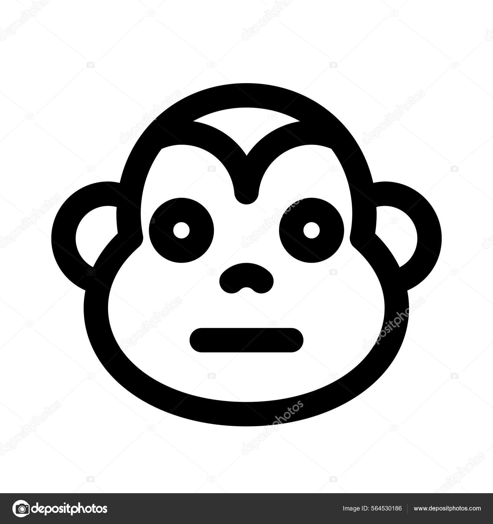 Neutral Monkey Face Emoji Flat Mouth Expression Stock Vector Image by