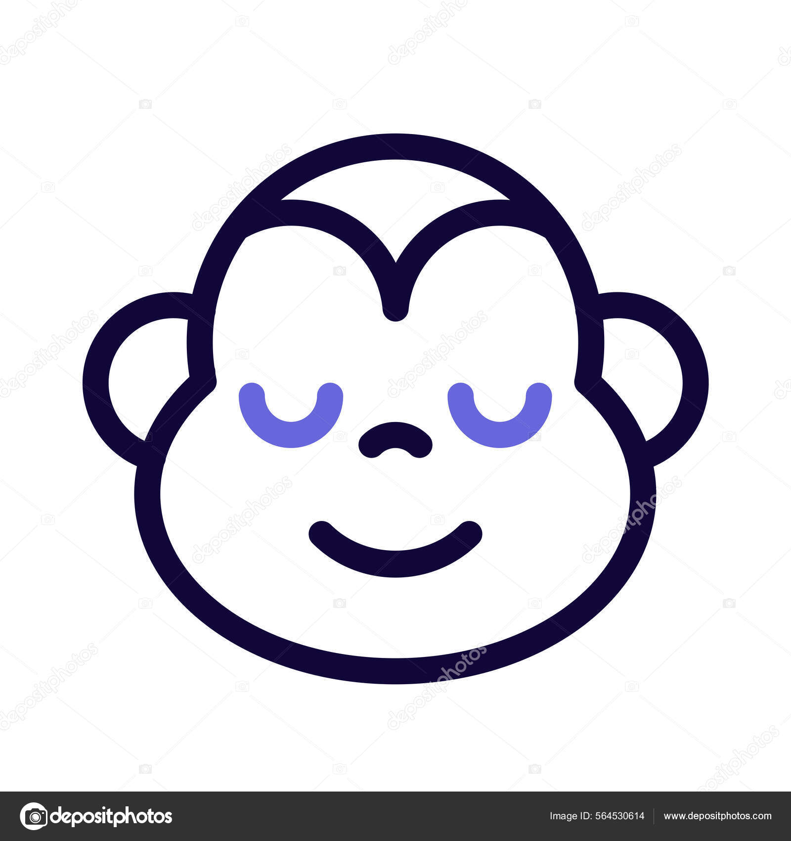Smiling Monkey Emoticon Eyes Closed Pictorial Representation Stock
